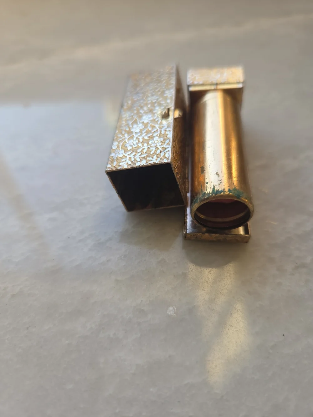 Vtg Mid-Cent Gold Lipstick Lot Helena Rubinstein Wedding Band & Avon Mirror Case